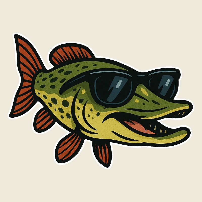 Brochet avec des lunettes de soleil
