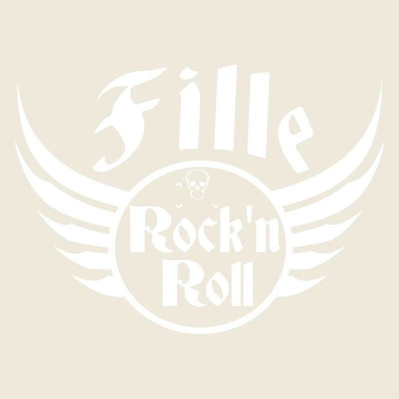 Fille Rock and Roll Crâne Ailes Blanc