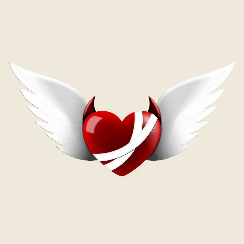 Cœur du diable avec ailes d’ange