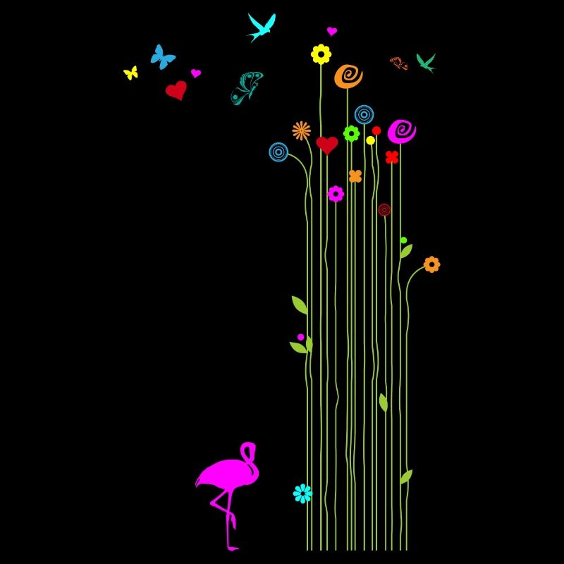 Frühling Flamingo Blumen Schmetterlinge