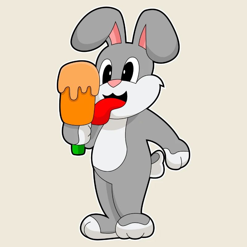 Hase Eis am Stiel