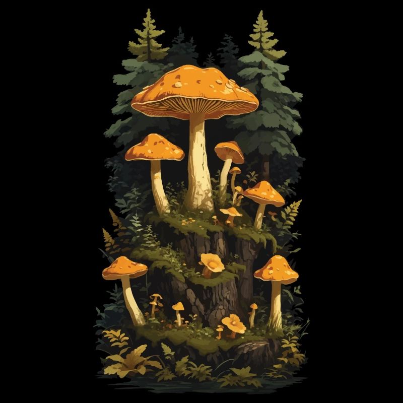 Retro Chanterelles Mushroom Picker Dream Mushroom Design