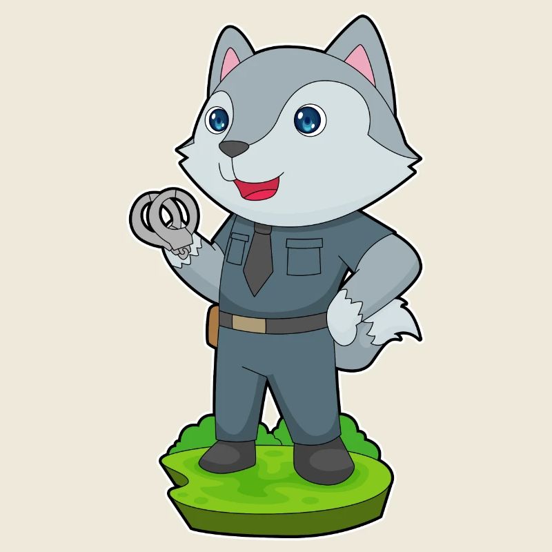 Wolf Polizist Handschellen Polizei
