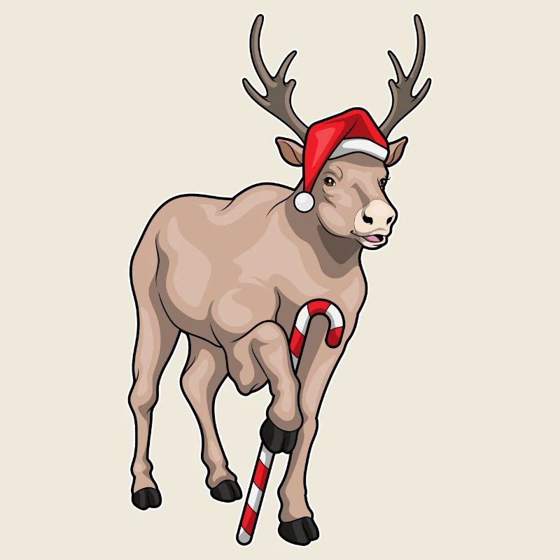 Reindeer Christmas Candy Cane