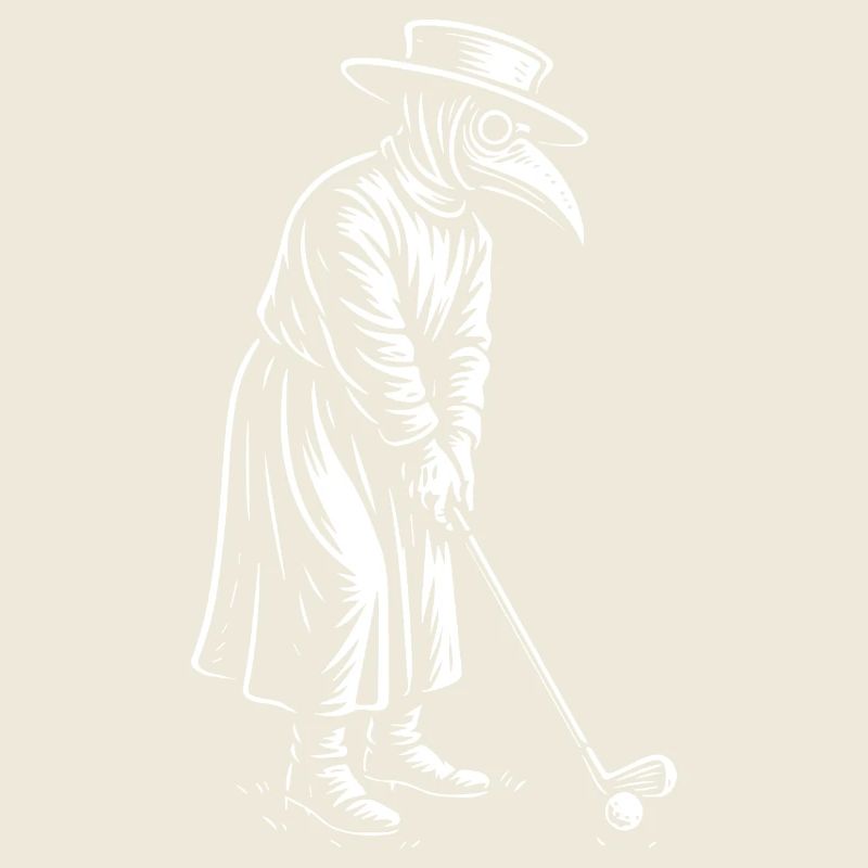 Médecin de la peste jouant au golf