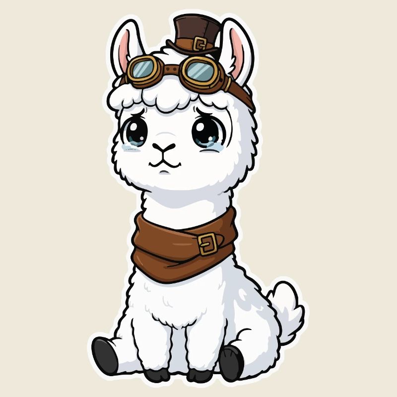 Steampunk Llama Cute Glowing Eyes Mascot