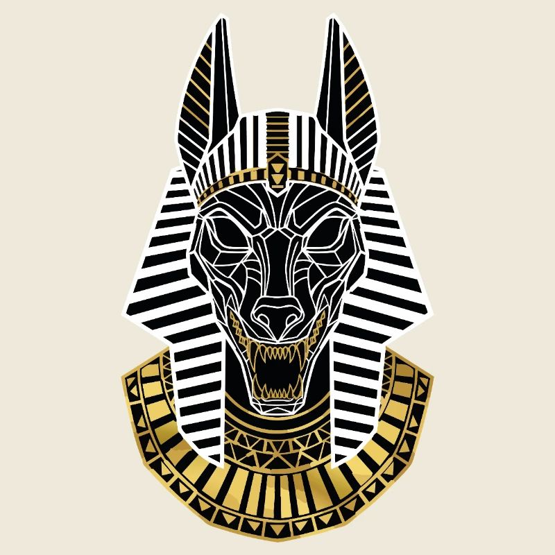 Masque Égyptien Anubis Or et Blanc Totem Divin