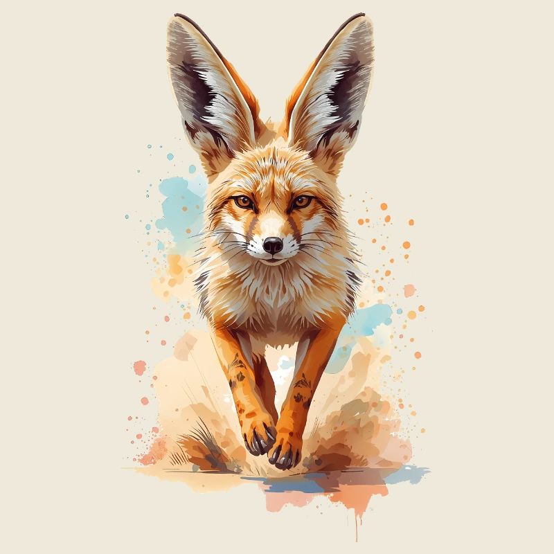 Watercolor Fox Desert Fox with Big Ears