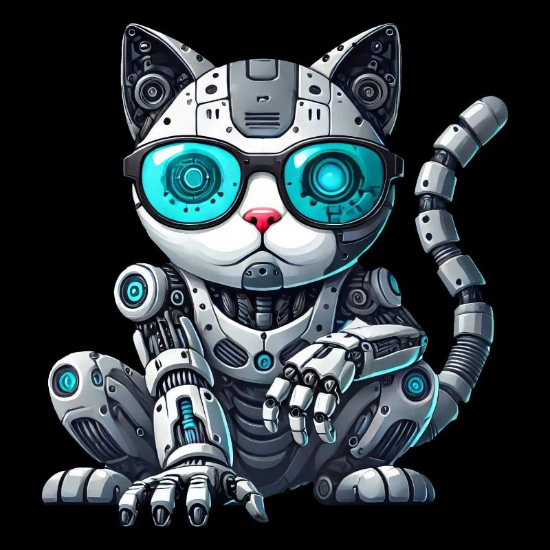 Coole Katzen Cyborg Mech Comic Illustration