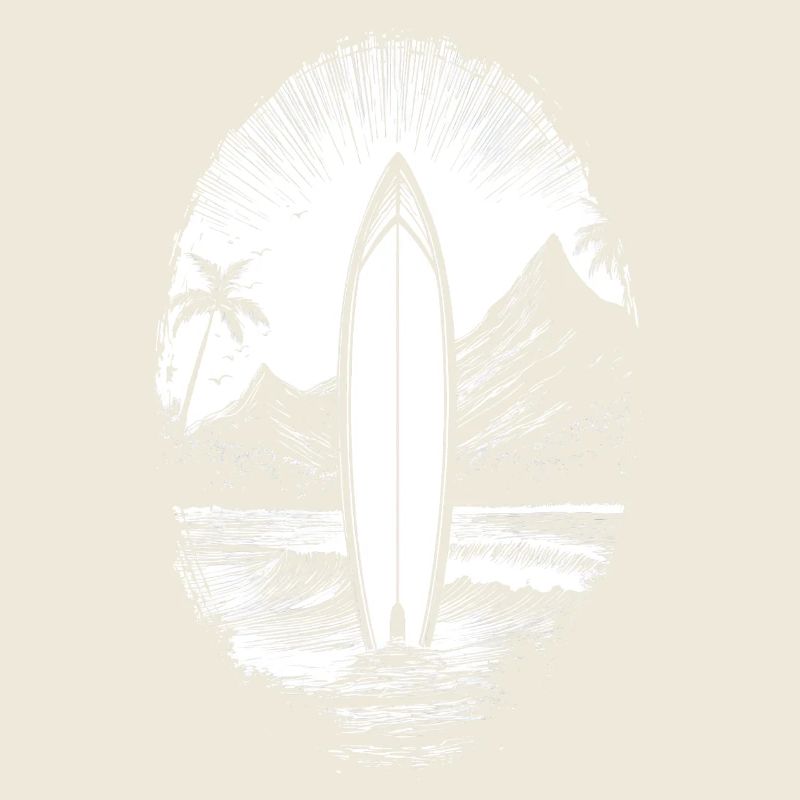 Surfboard - Waves - Surfing - Beach - Palm Trees