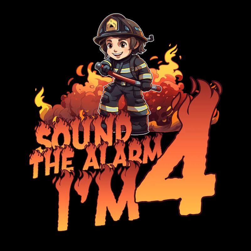Kids Firefighter 4 Year Old Birthday Boy Theme