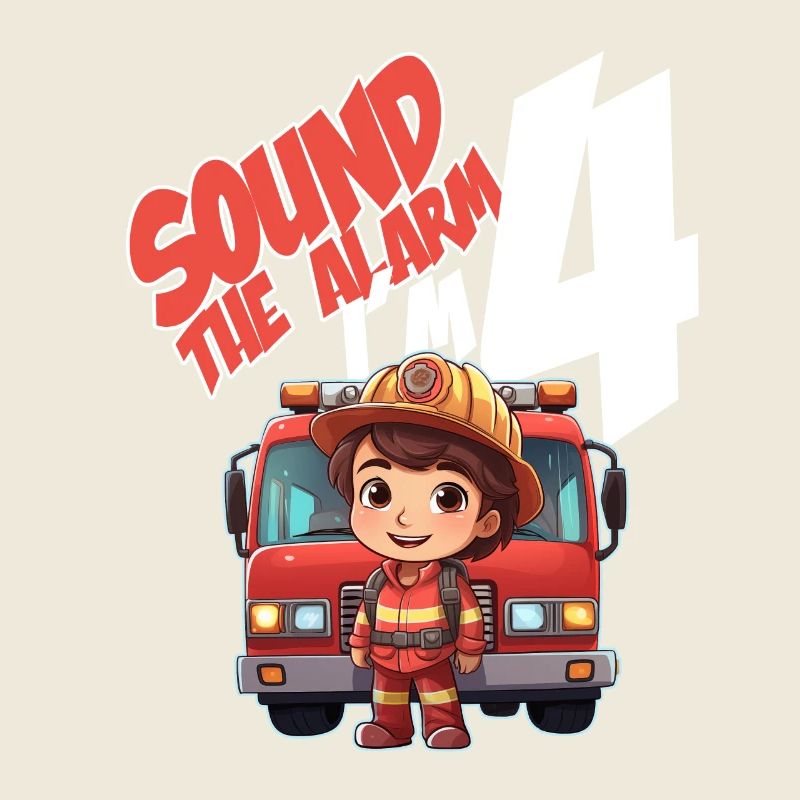 Kids Firefighter 4 Year Old Birthday Boy Theme