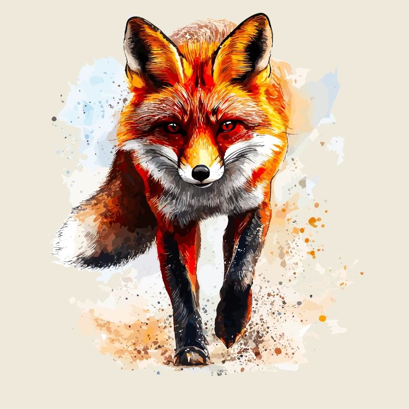 Renard roux aquarelle jeebeestyle
