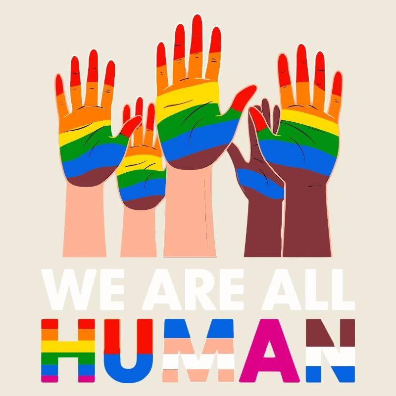 We Are All Human Diverse Hands Rainbow