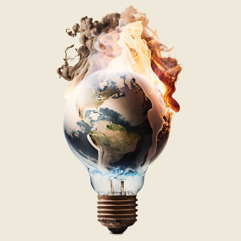 Burning earth in a light bulb