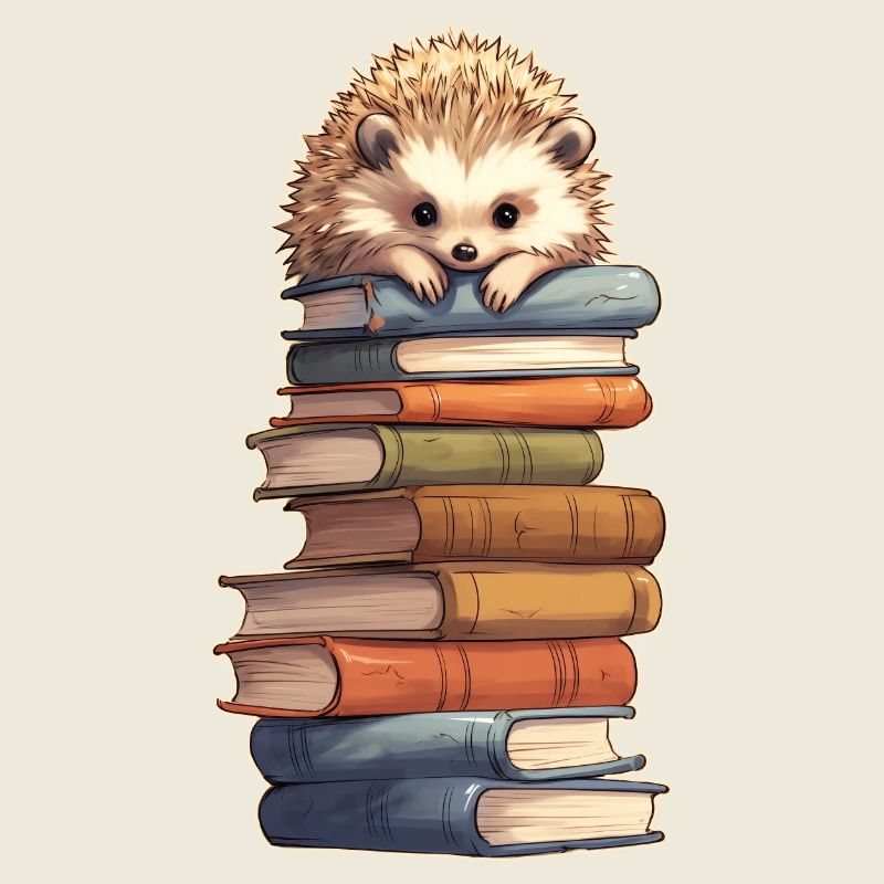 Igel auf Bücherstapel