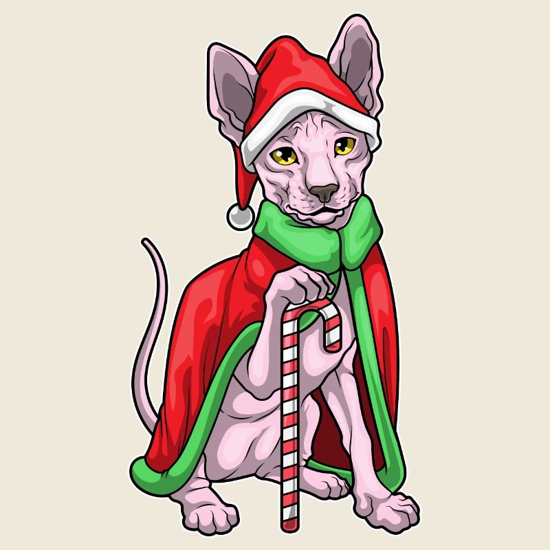 Sphynx Cat Canne de Noël