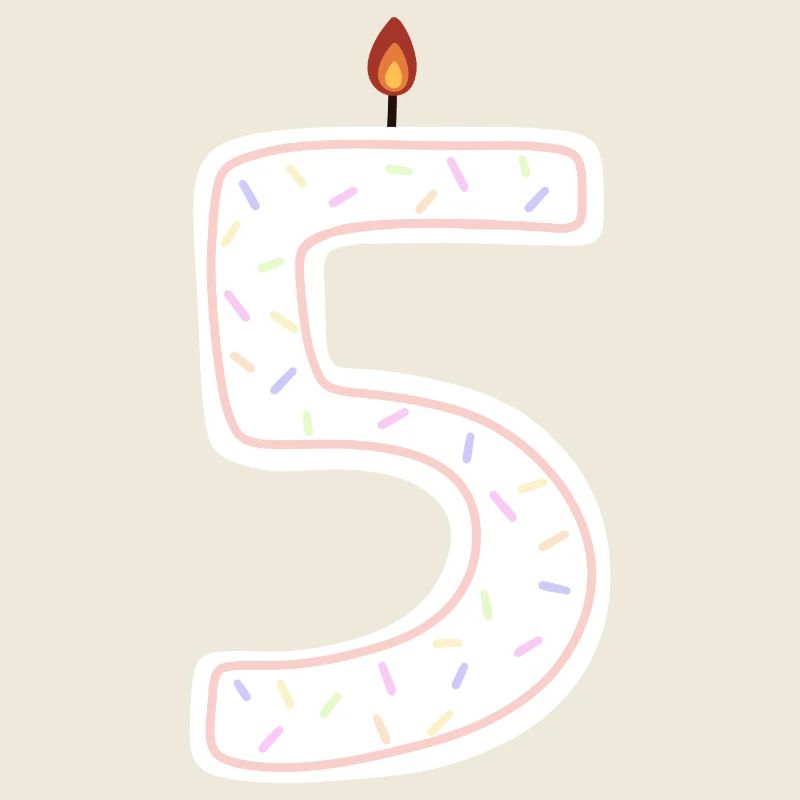 Bougie d’anniversaire festive numéro 5