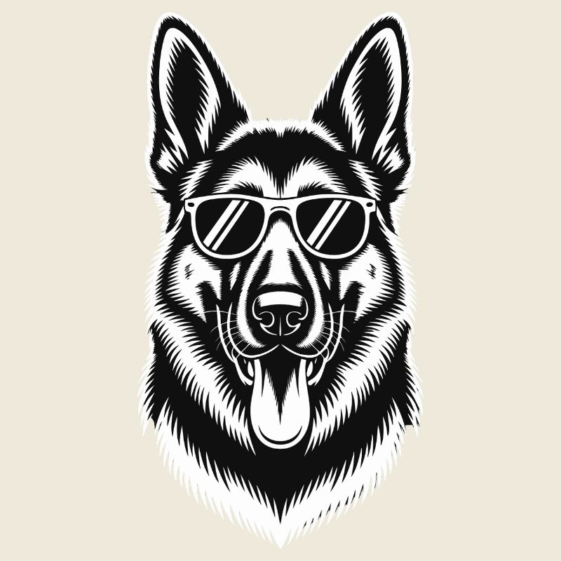 Stilvoller Deutscher Schäferhund mit Brille – Grafik