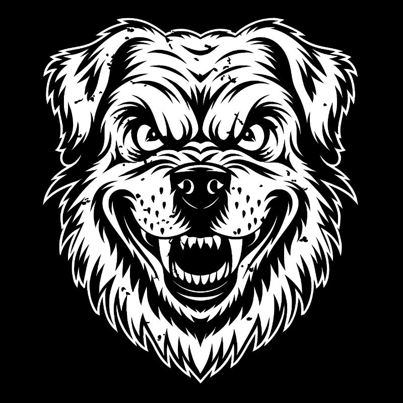 Angry dog with long teeth