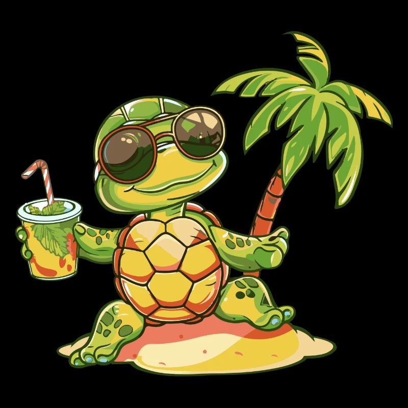 Tortue Plage d’été Bande dessinée