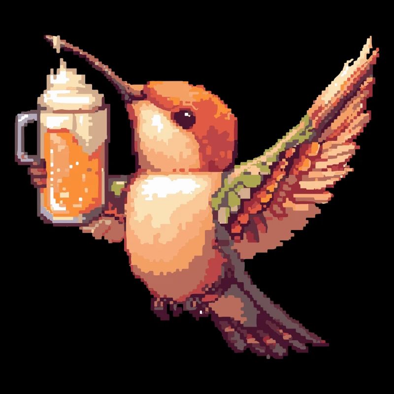Hummingbird Bird Beer Pixel