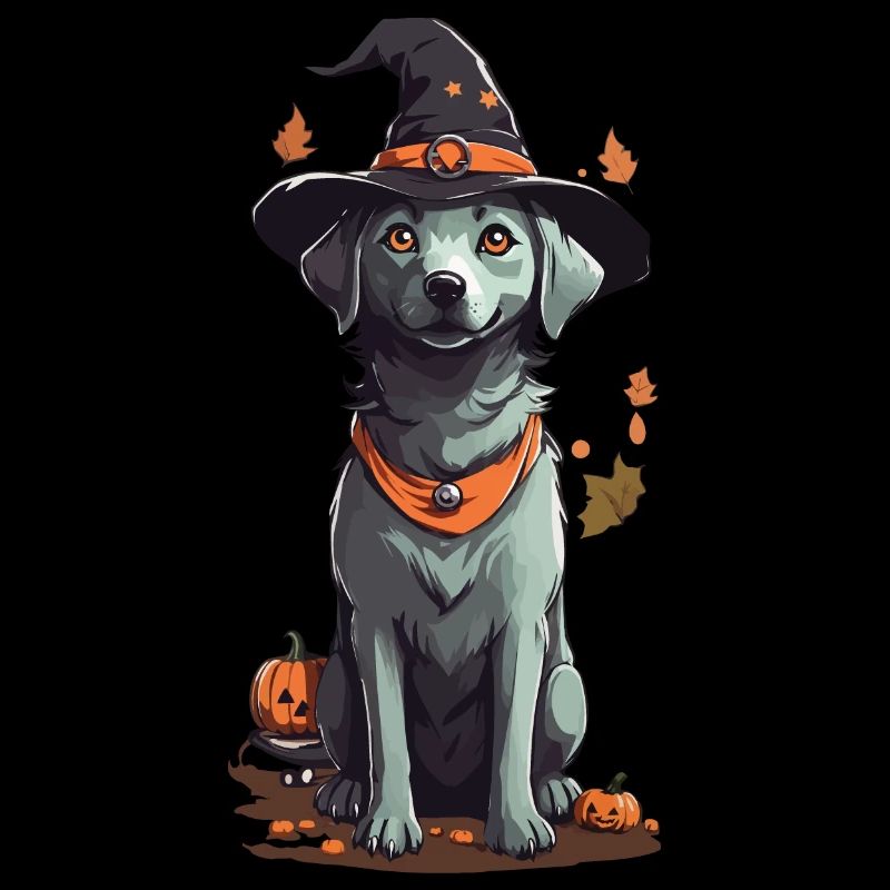 Mignon Halloween sorcières chien effrayant design