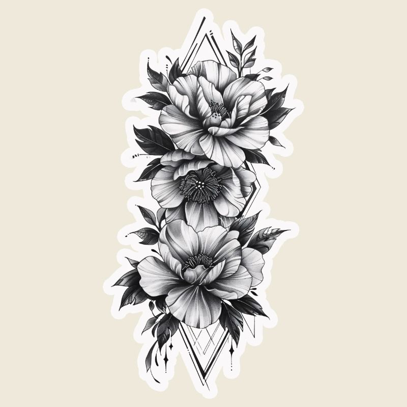 Bouquet de fleurs en forme tribale et tatouage