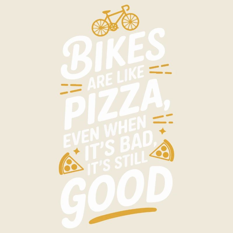 Fahrrad Pizza Zitat Typografie Design