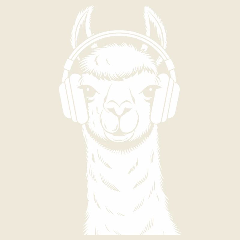 Cooles Lama mit Kopfhörern