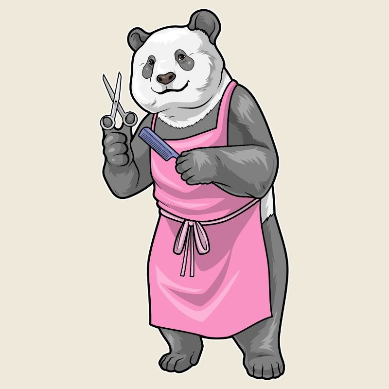 Panda Coiffe Ciseaux Peigne