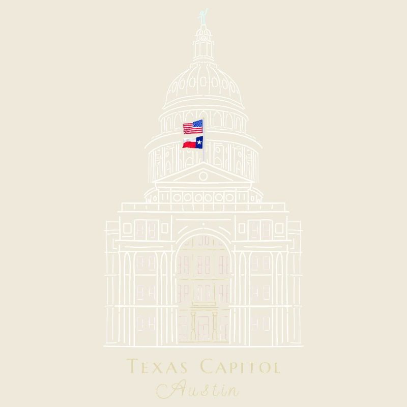 Austin, dessin du Capitole du Texas, États-Unis
