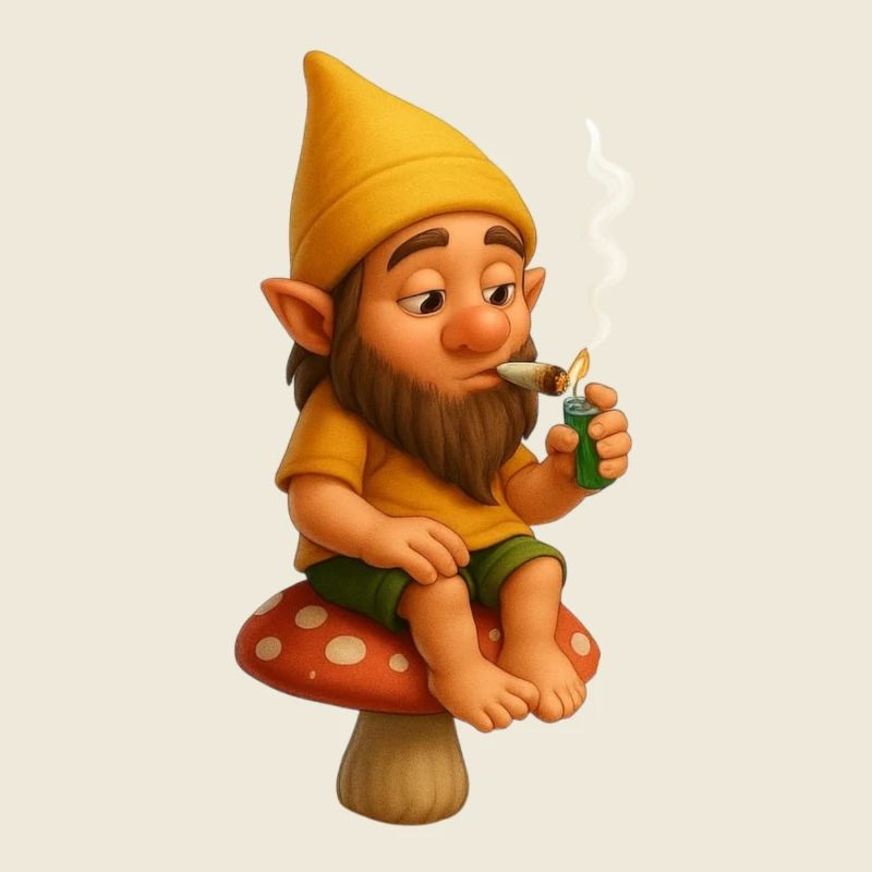 Kiffender Zwerg auf Pilz - Cannabis