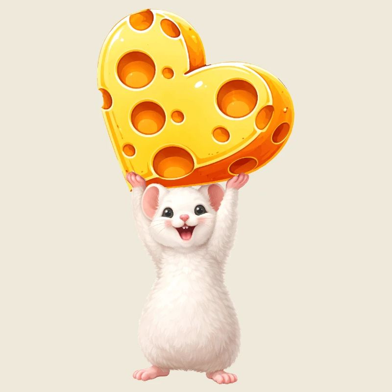Souris mignonne avec motif d’animal en forme de cœur de fromage