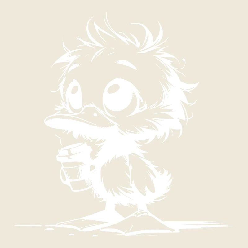 Cute duck with coffee mug