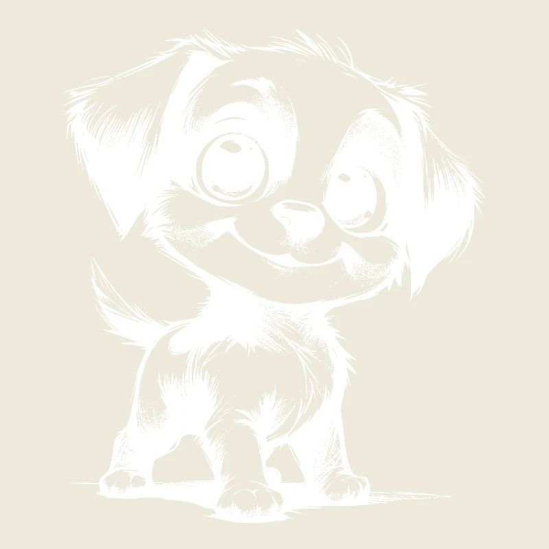 chien mignon avec de grands yeux trait dessin