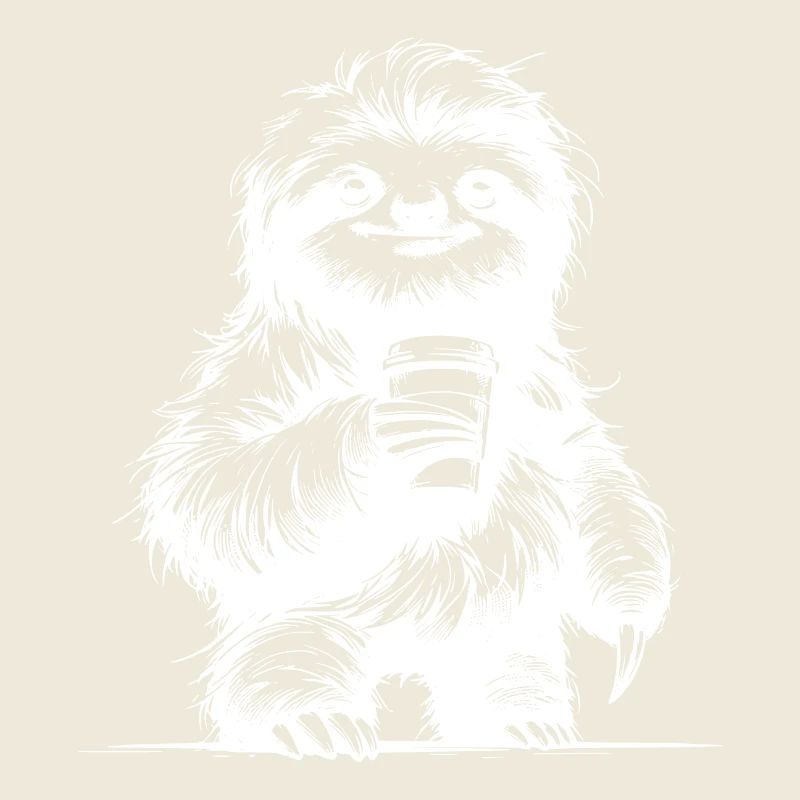 Mignon café paresseux dessin au crayon