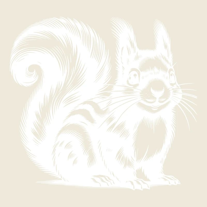 Putziges Kinder Eichhörnchen Tusche Zeichnung
