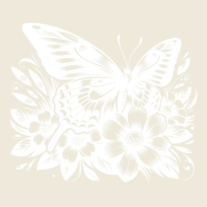 Papillon avec des fleurs florales élégance