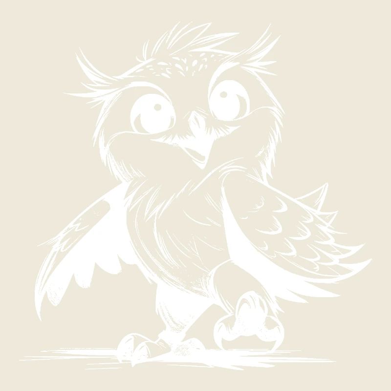 Croquis au crayon de bébé hibou dansant