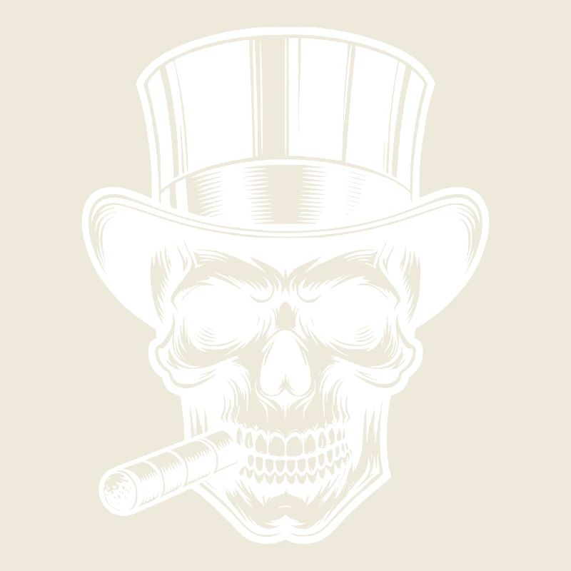 Grim Skull Cigar Tattoo Halloween Style