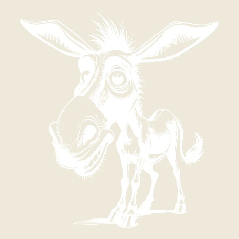 Smiling Long Eared Crazy Donkey Drawing