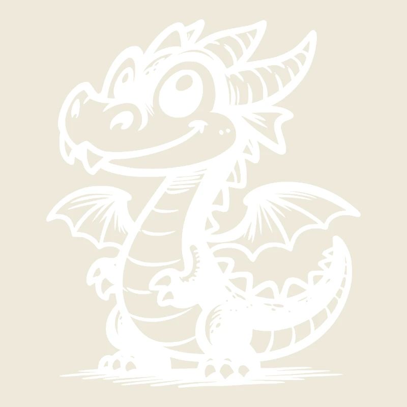 Mignon dragon souriant avec des ailes