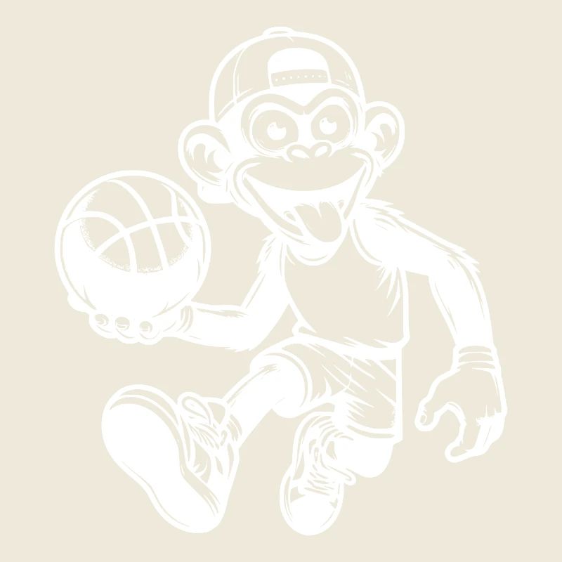 Frecher Basketball Affe mit Ball und Kappe