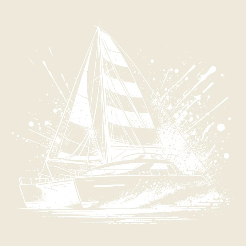 Catamaran double hull sailboat with sails