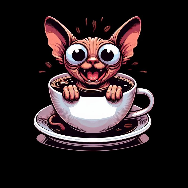Sphinx Katze Kaffee Koffeinschock Lustig