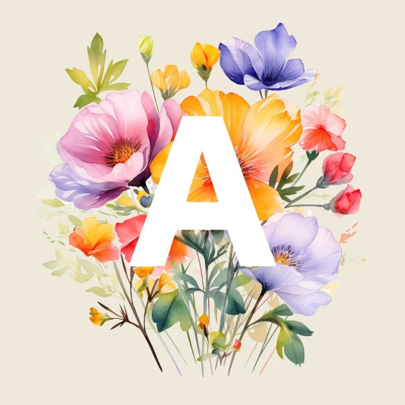 A Monogramm , bunter Blumenstrauss