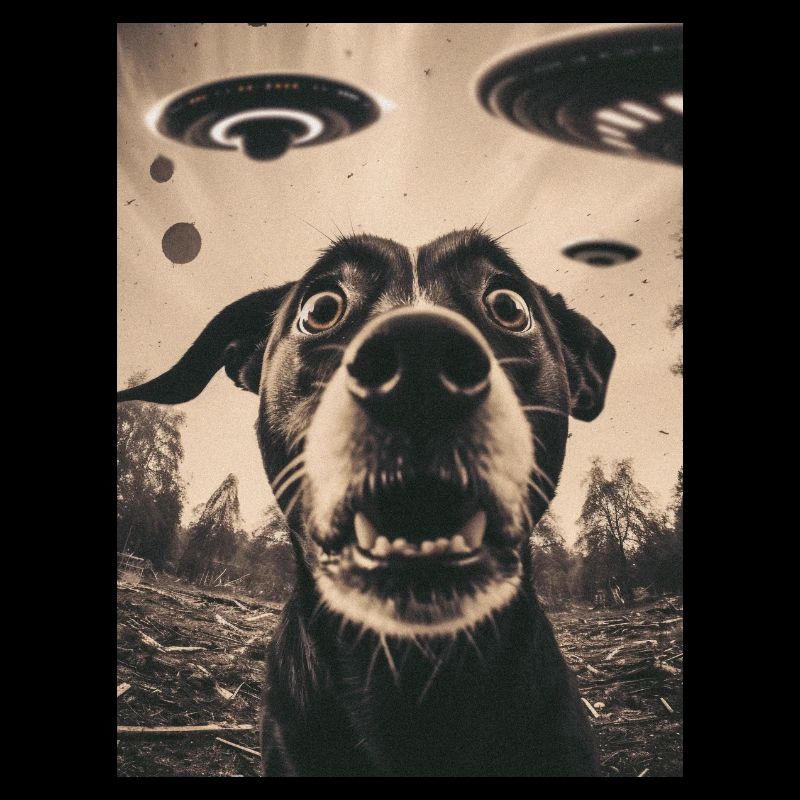 Alien UFO Drôle Chien Meme Selfie