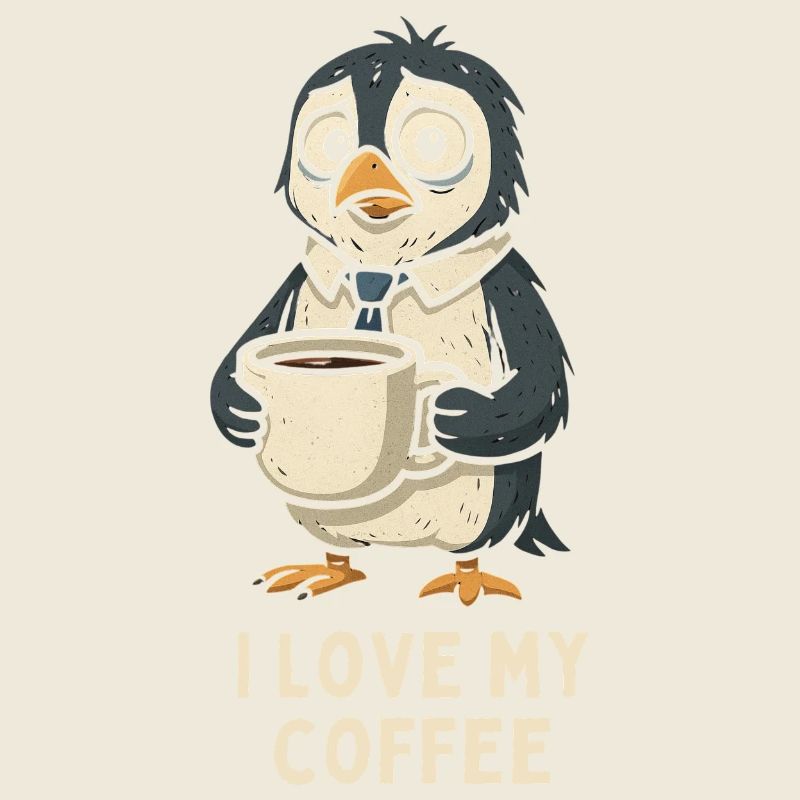 Coffee penguin loves coffee