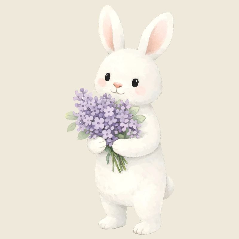 Bunny with lilac illustration